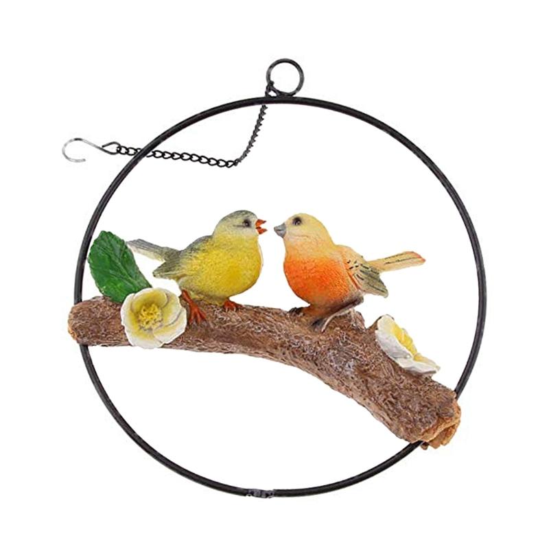 Hanging Parrots Statue Sculpture Perching On Branch Patio Garden Lawn Decors Nature Lover Tropicals Bird Collectors
