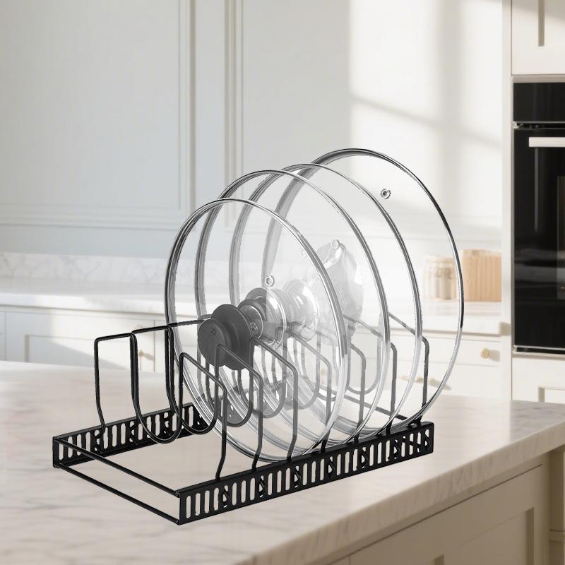 6-Tier Adjustable Compartment Pots and Pans Organizer Under Cabinet Kitchen Pot Lid Holder Rack Organizer
