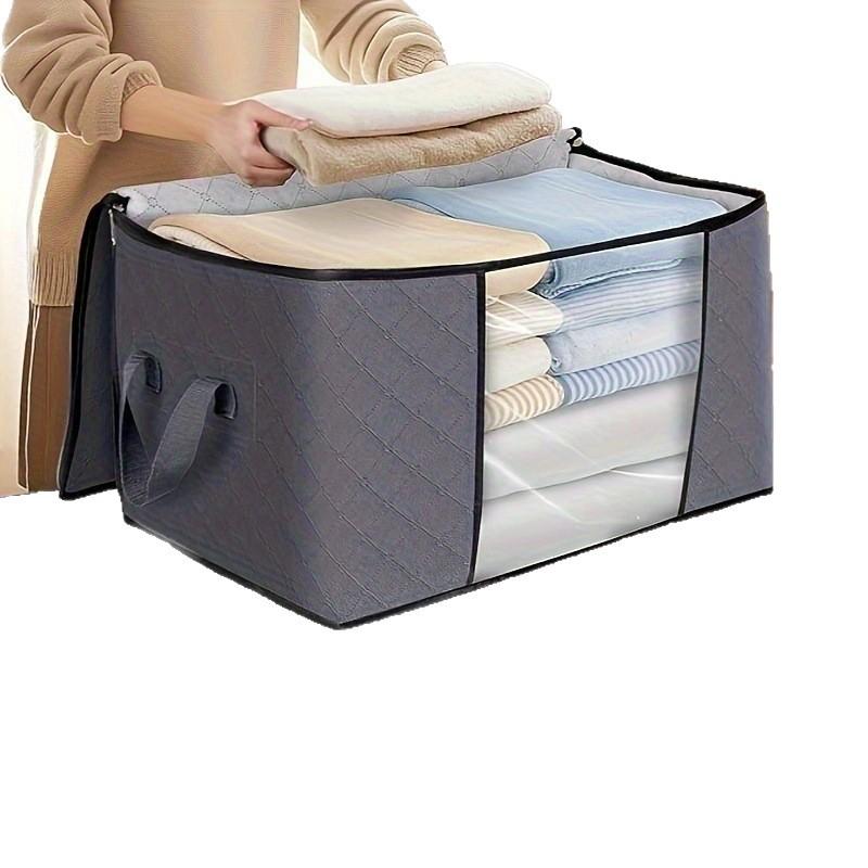 Portable Folding Cotton Quilt Storage Bag for Bedroom, Closet, or Dorm Wardrobe Organization