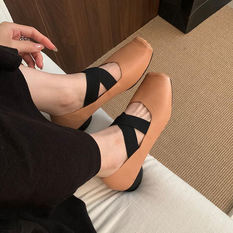 Fashion Fashion Shallow Women Ballet Flats Dance Shoes Spring Autumn Female Soft Footwear Square Toe Ladies Mary Janes Flats Shoes