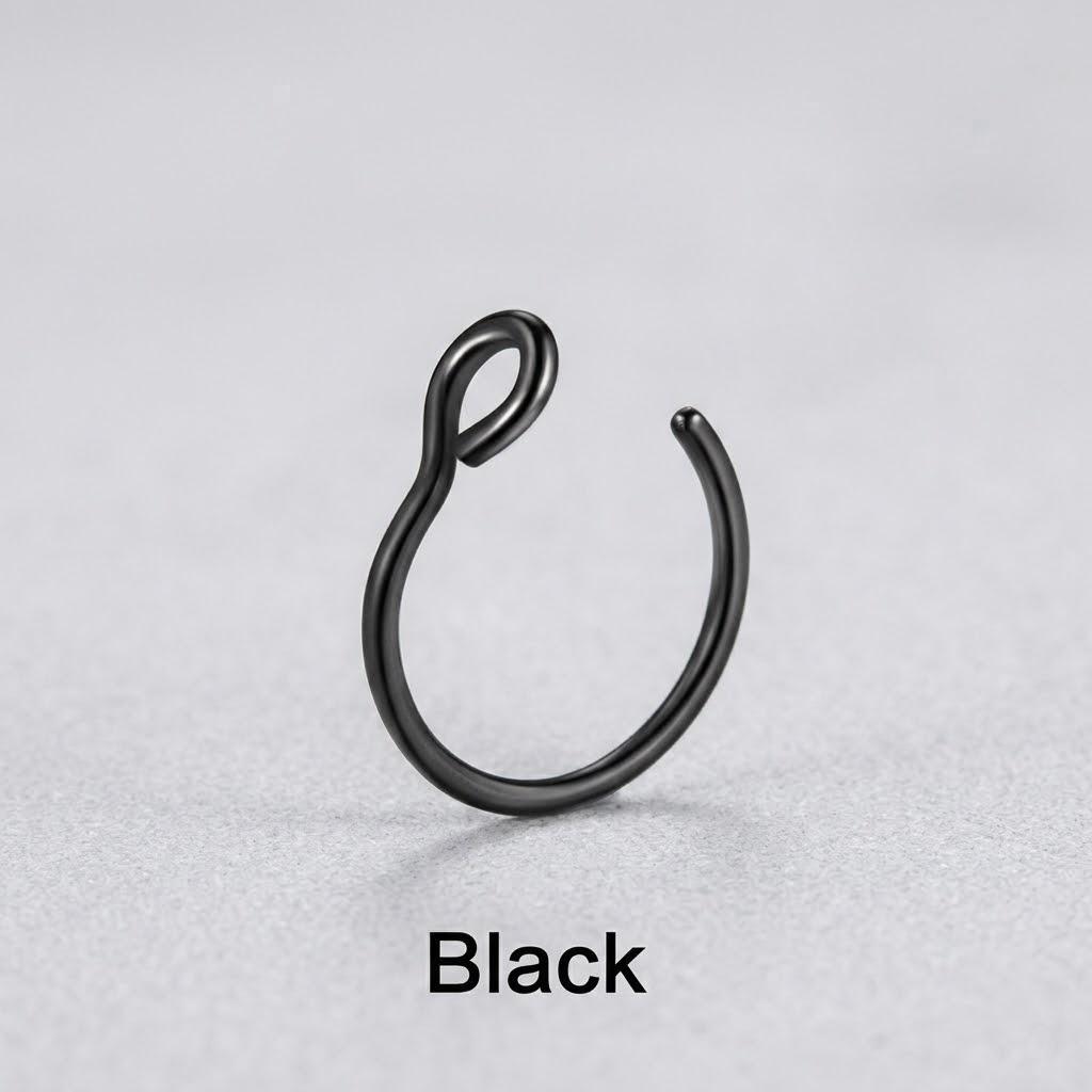 

316L Stainless Steel Clip on Nose Ring Fake Nose Stud Body Jewelry for Women Men Fashion Hoop Accessory чёрный