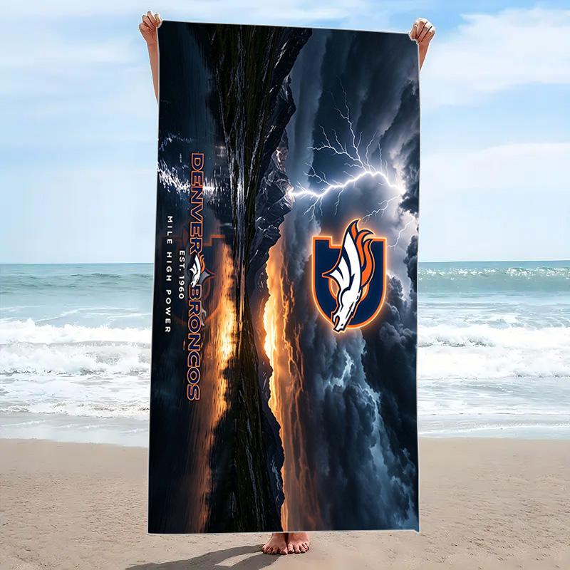 Denver Broncos Druck Strandtuch, Großes Weiches Schnelltrocknendes Handtuch für Strand Camping Schwimmen