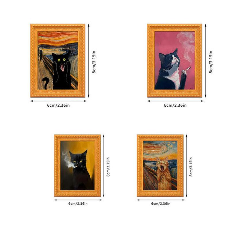 Cute Cat Refrigerator Magnets, Funny Wooden Rebellious Cat Smoking Fridge Magnet