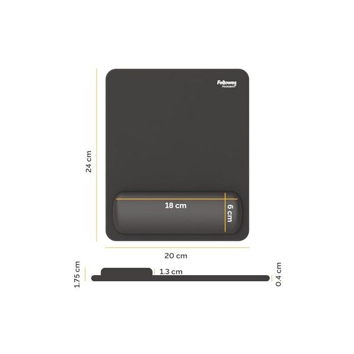 Tapis de souris - FELLOWES - Breyta - Noir - Avec repose-poignet - Compatible Fellowes Breyta