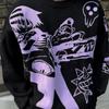 Y2K Harajuku Pullover Damen Winter Ästhetik Gestrickte Stickerei Anime Muster Pullover Street Style Paar Top