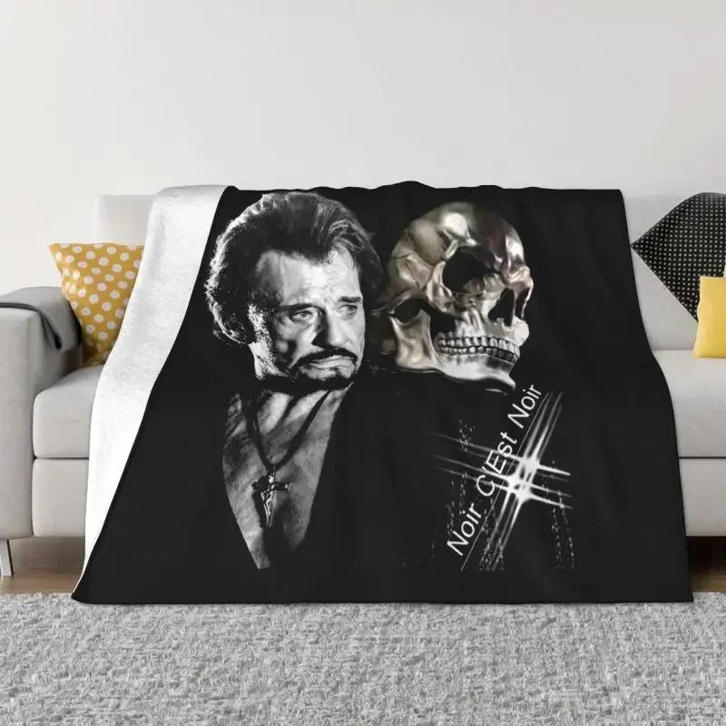 Johnny Hallyday Decken, warmer Flanell, französischer Sänger, Überwurf, Decke für Sofa, Büro, Tagesdecken