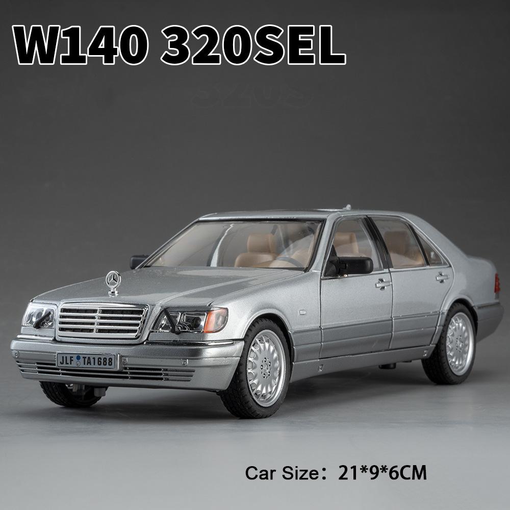 1:24 W140 300sl Toys Alloy Miniature Car Diecast Model Doors Opened Sound Light Pull Abck Rubber Tires Vehice Kid Christmas Gift