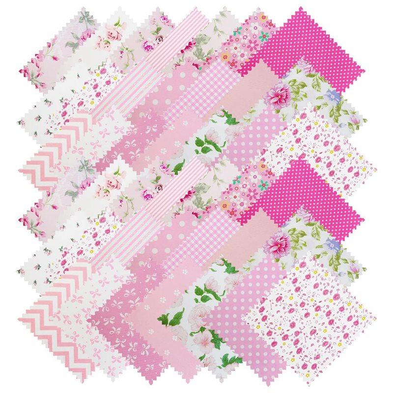

Charm Pack Of 100% Cotton 42 Pcs 5.2 Inch Pink Floral Fabric Squares For Quilting