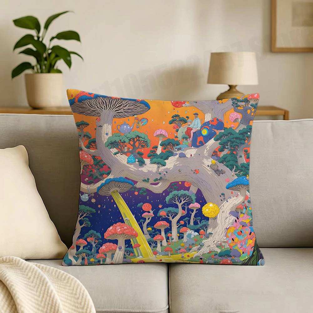 Fantasy Dream Illustration Print Throw Pillow Cover Square Cushion Case for Living Room Bedroom Decor