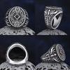 New 316L Stainless Steel Retro Turkish Signet Pattern Totem Rings With Red&Black Inlay Zircon For Man Punk Motor Biker Jewelry