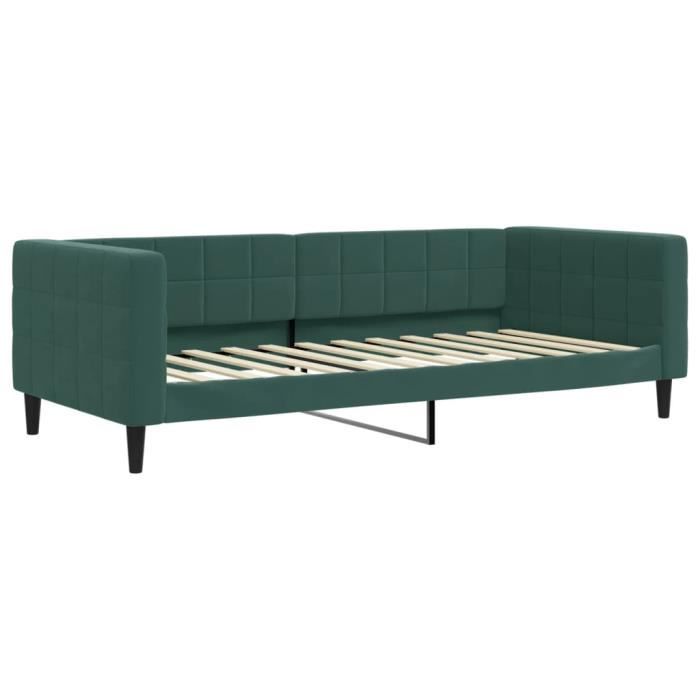 VidaXL Daybed with Mattress Dark Green 90x200 Cm Velvet 3196669