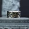 Yuexiang Taotie Pattern Open Ring: Chinese Style Mythical Beast, Retro and Bold Design.