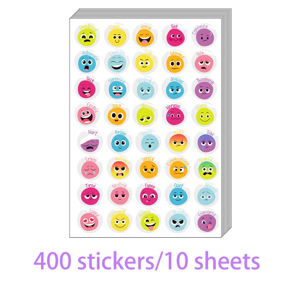 

400 Transparent Smiley Face Reward Stickers, 0.75 inch, Colorful Expressions for Parties or Stationery
