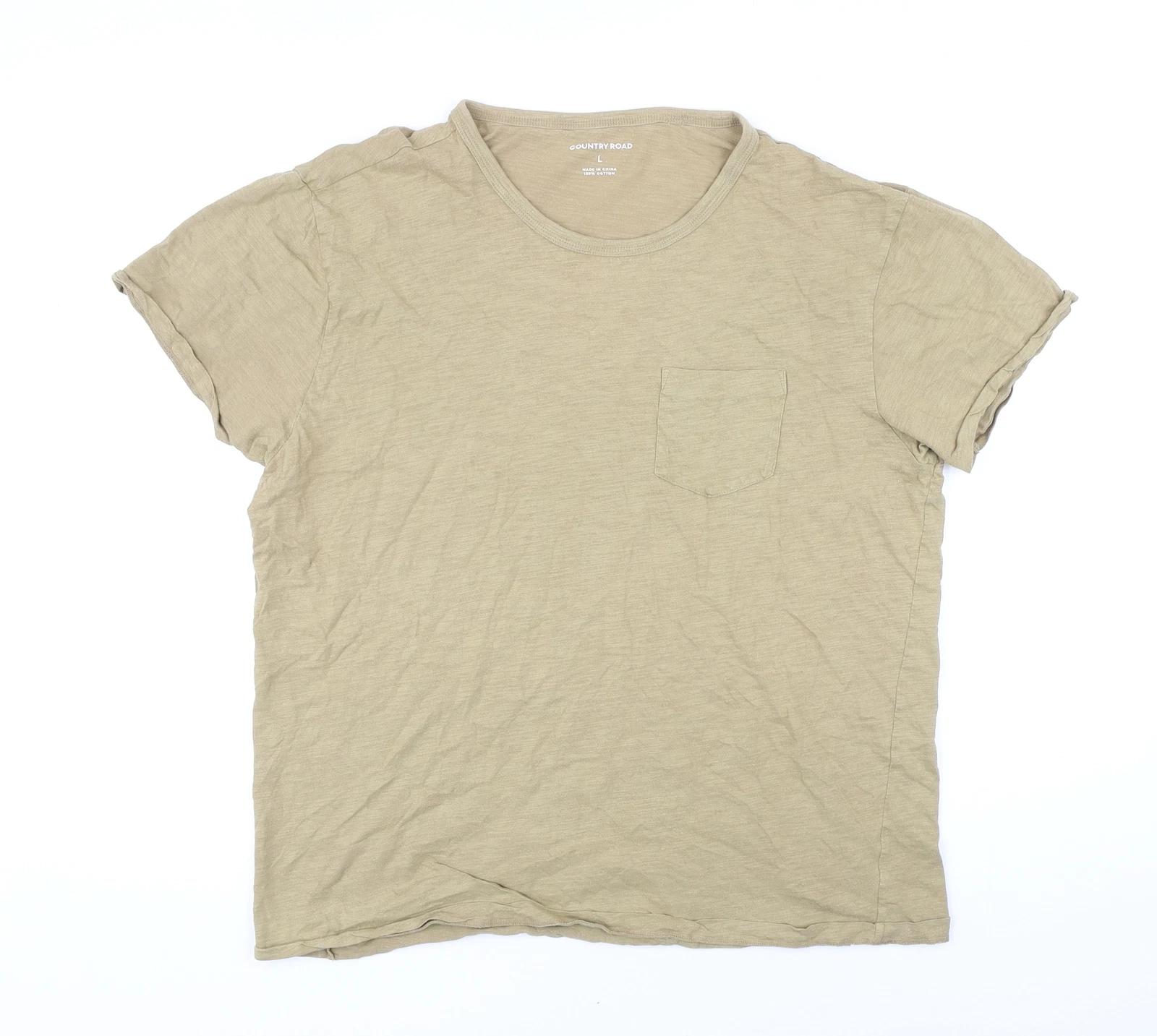 

Country Road Womens Beige 100% Cotton Basic T-Shirt Size L Scoop Neck 2XL