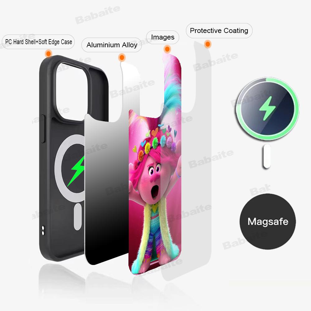 Amine Cartoon T-Trolls Phone Case Magnetic Case For IPhone 16 14 13 12 11 15 Pro Max Plus For Magsafe Wireless Charge Cover