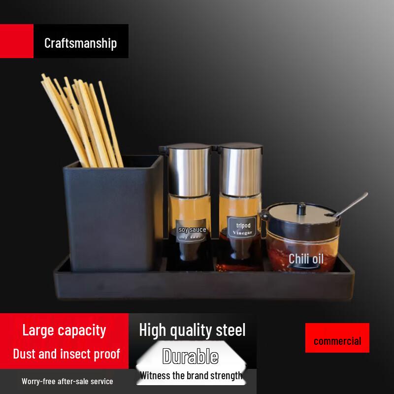 

Condiment Bottle and Jar Set with Tray