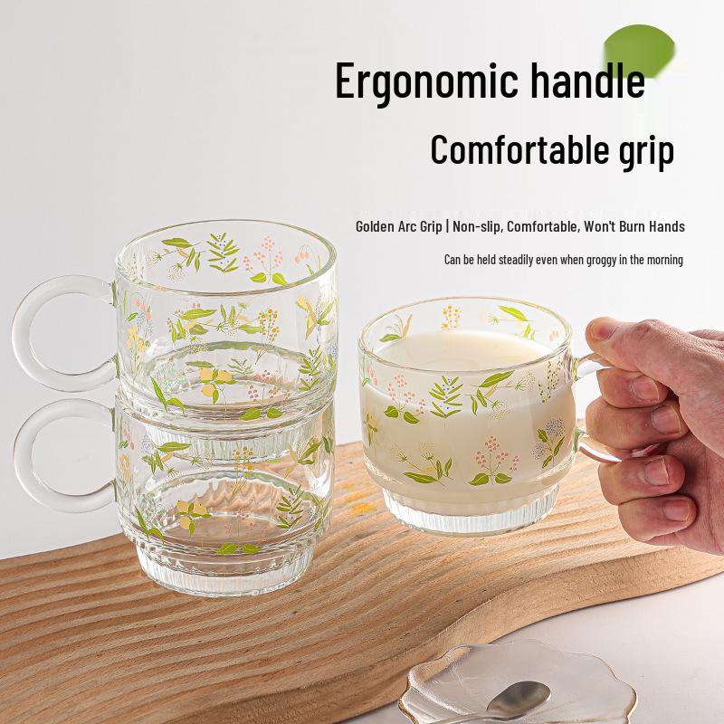 Ins-Stil Dickwandige Haferflocken-Frühstücksglas-Tasse mit Henkel