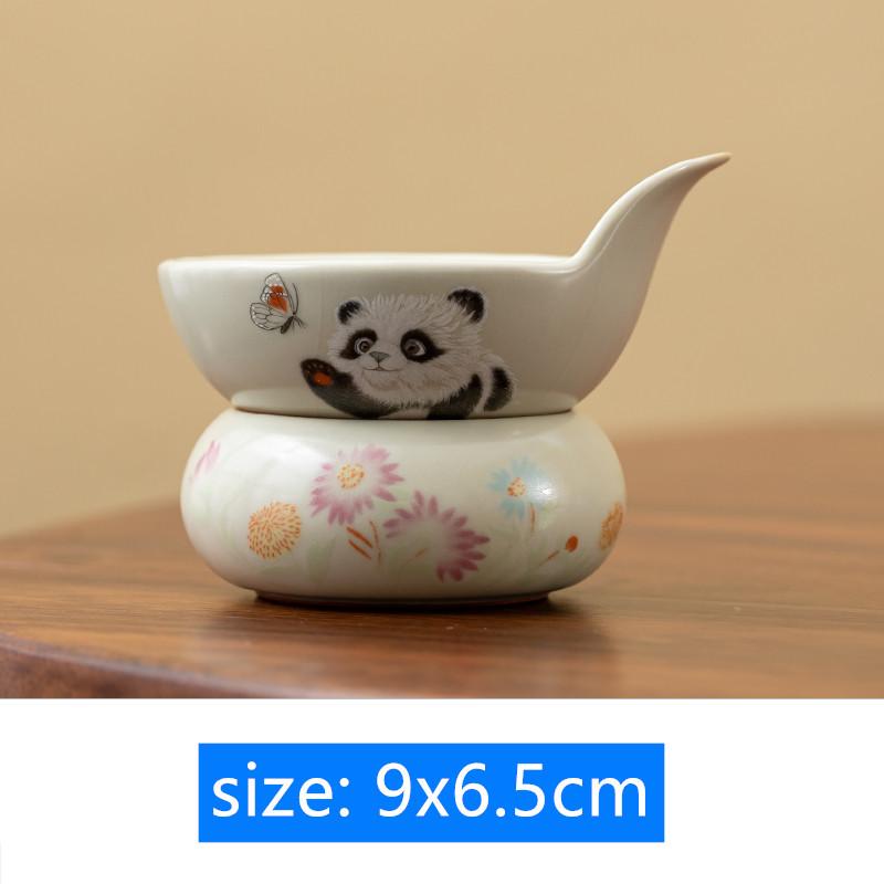Chinese Ru Kiln Fair Cup Tea Infusers Handmade Panda Ceramic Teacup Tea Water Separation Tools Household Tea Set Accessories
