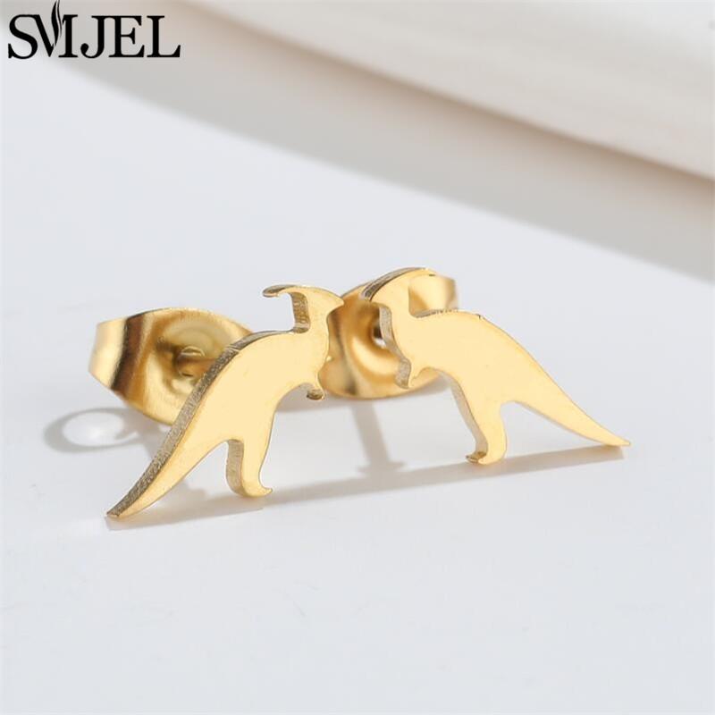 Cartoon Animal Design Dinosaur Stud Earrings for Girls Daily Jewelry Funny Tyrannosaurus Earings Mini Ear Jewelry Party Gifts