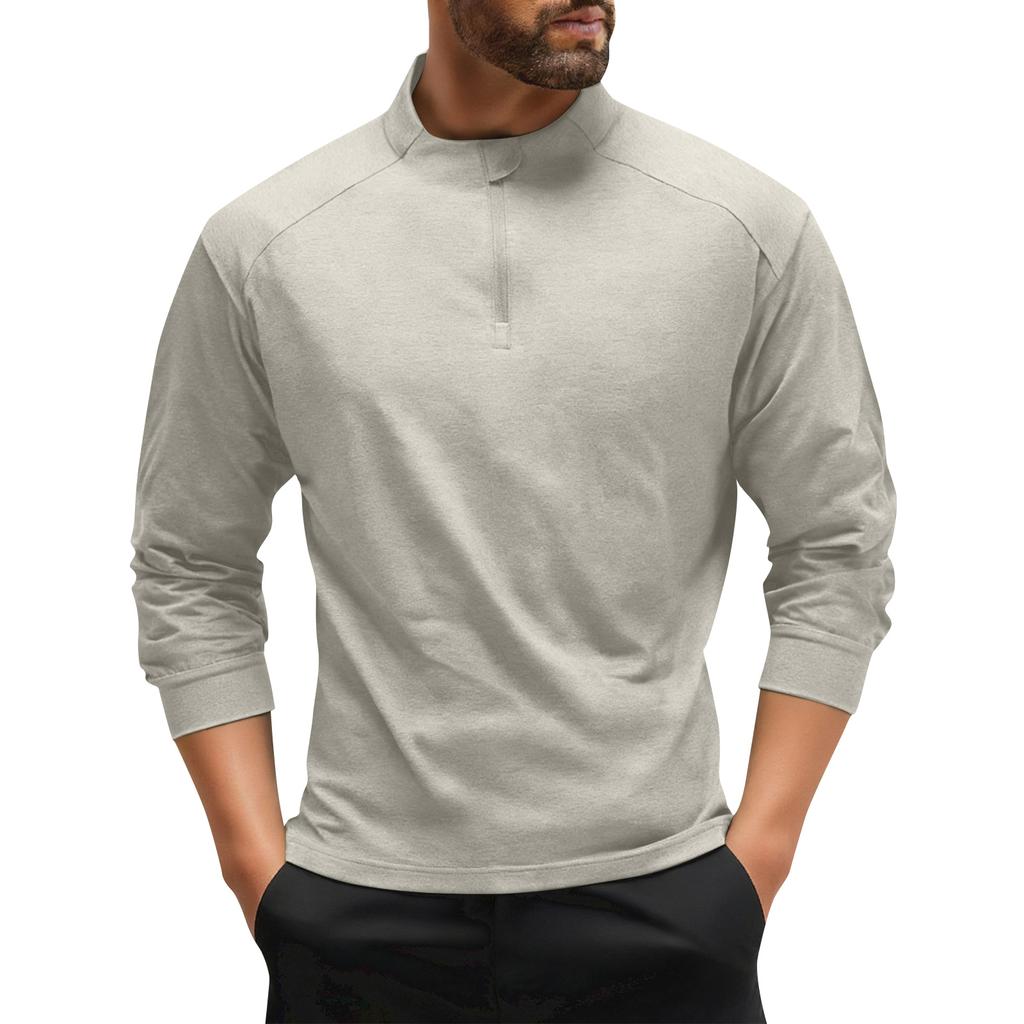 Men's Solid Color Outdoor Half Zip Sports Fitness Running Training Cycling Top