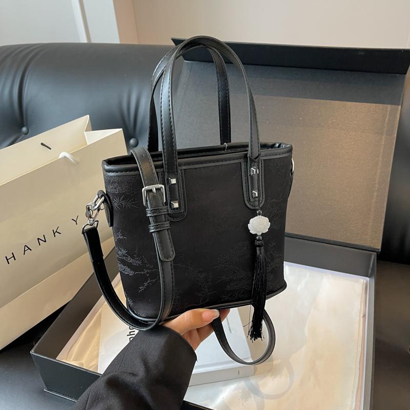 New Business Fashion Versatile Solid Black Silver Women's Bag Single Shoulder Bag Crossbody Bag