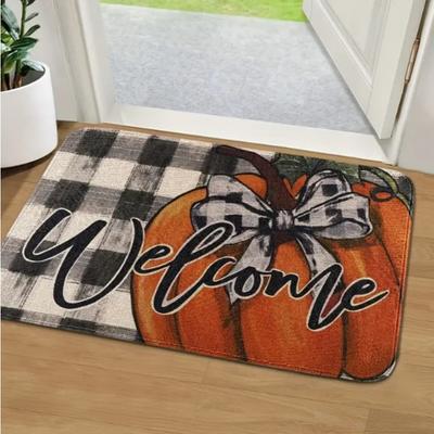Halloweenská dýně s děsivým obličejem Rohožka před dveře Vstupní palcová uvítací rohožka pro zahradu, terasu, domov, verandu, dekorace