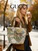 Gucci Bolso tote de lona con estampado de tigre - bolso de hombro único, bolso bandolera retro estilo jungla, para ir de compras - un artículo de lujo moderno y ligero