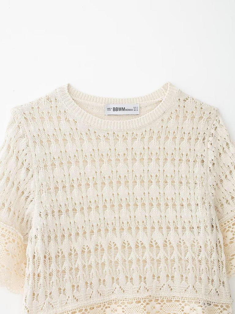 2026 Spring European & American Women's Hollow Knit Top