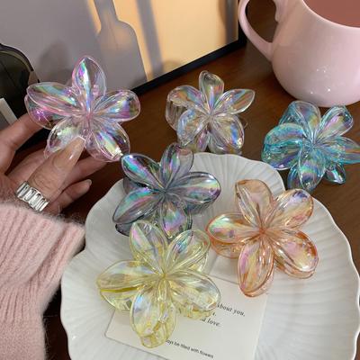 Vacation Egg Flower Hair Claw Bohemia Egg Floral Shark Clips Barrettes Girls Large Hairpins Hair Styling Accessories