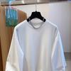 Women Spring and Autumn Unique Thin Sweatshirt Vintage Splicing Solid Color Round Neck Top