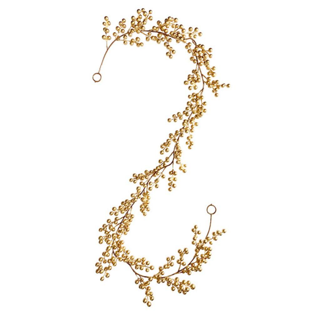 

Hanging Wreath Home Decoration Gold Berries Vine Happy New Year Christmas Garland Artificial Plants