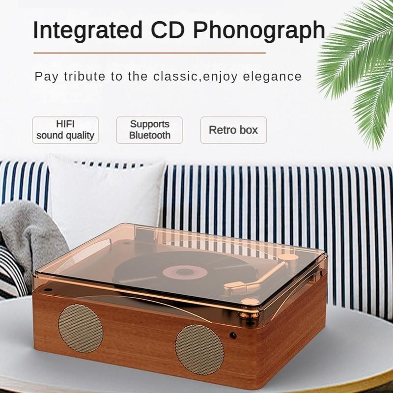 205*166*68mm Portable High Fidelity Audio Quality  Speaker Retro Multifunctional CD Player All-in-one Multi Record Compatible Rechargeable Phonograph