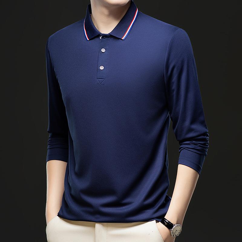 Men S Long Sleeve Polo Shirt Casual Solid Color Top