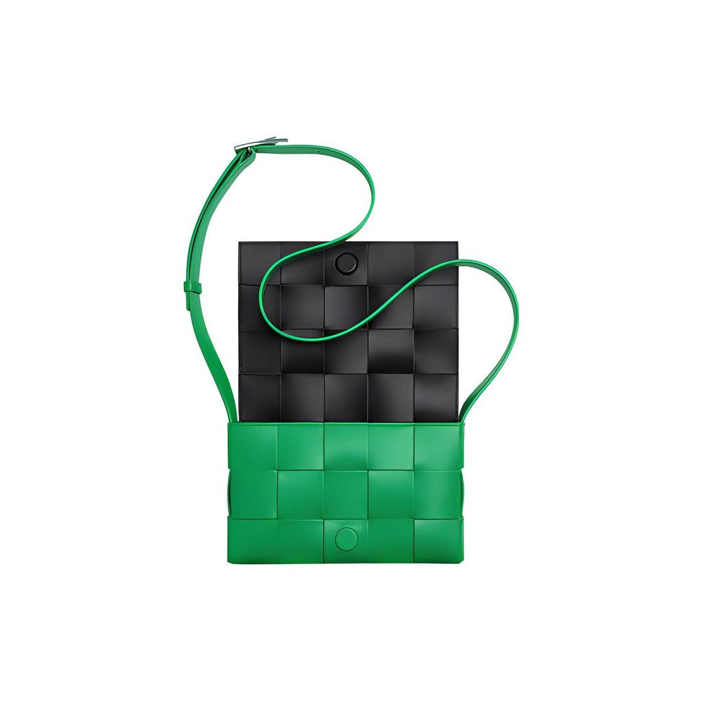 Bottega Veneta CASSETTE Cow Leather Shoulder Bag, Crossbody Bag Medium Men's Parrot Green/Black 737950V29E03813