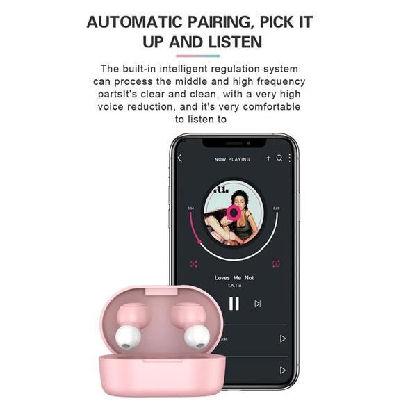 Intelligent noise reduction HIFI sound quality Bluetooth wireless stereo sports headphone microphone with charging case, suitable for smartphones