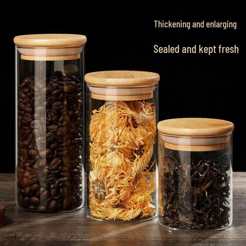 Transparent Sealed Glass Jar for Grains, Cereals, Dried Fruits, Tangerine Peel, and Tea.