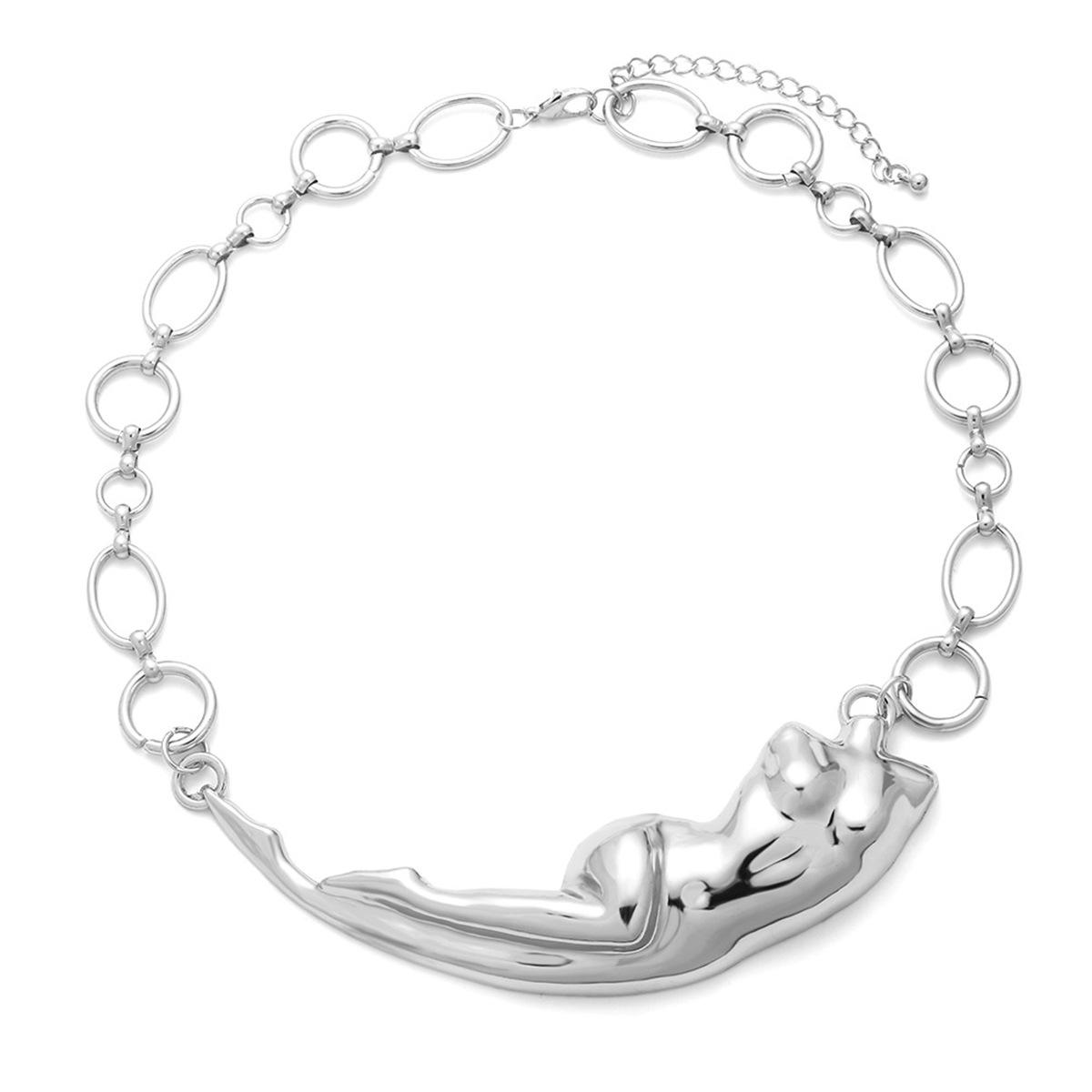 

DIEZI Steampunk Irregular Metal Chunky Choker Necklace For Women Punk Gold Silver Color Statement Chain Necklace Gift Jewelry срібний