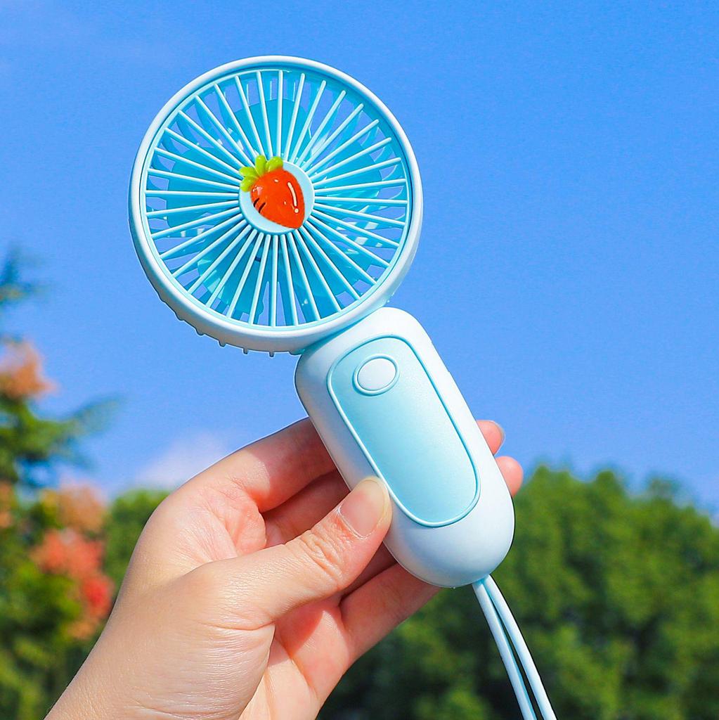 2026 USB Rechargeable Compact Handheld Lanyard Fan - Fresh Style & Portable Gift