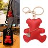 Cute PU Leather Bear Keychain With Gold Chain Bag Pendant For Bags Keys Car Decors Fashionable Gift