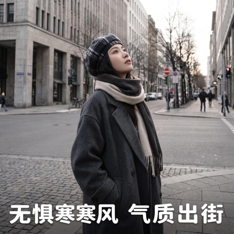 Women S Retro Striped Beret British Style Painter Hat Simple Color Matching Octagonal Hat