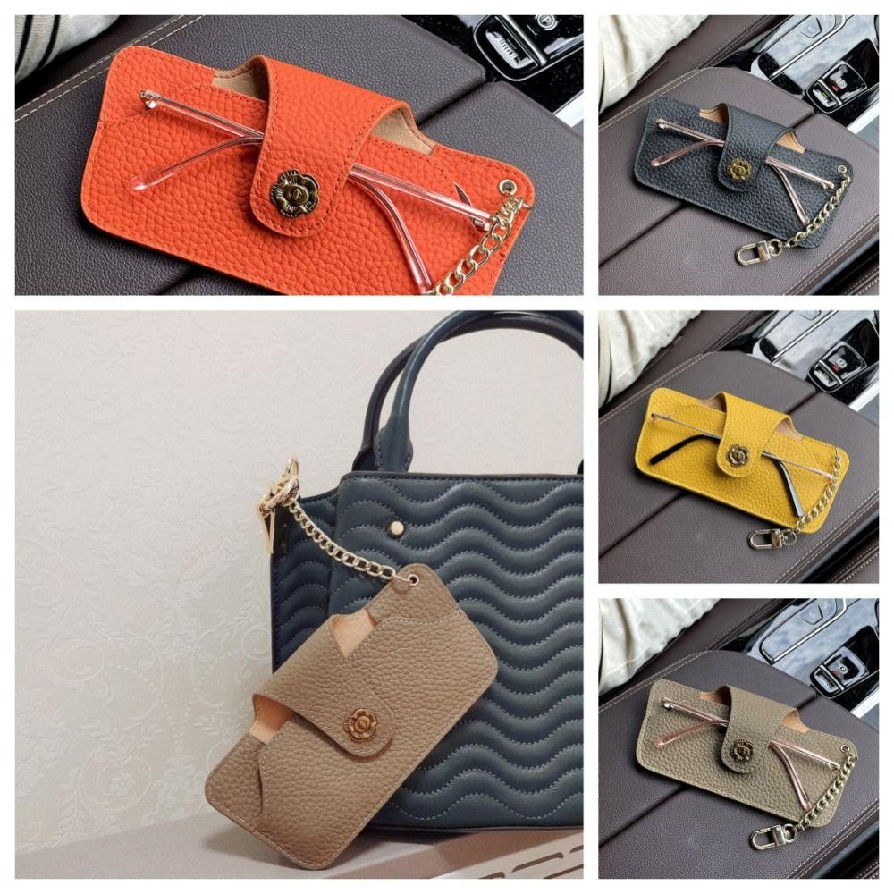 

Camellia Glasses Storage Bag With Hanging Buckle PU Leather Glasses Bag Portable Outdoor