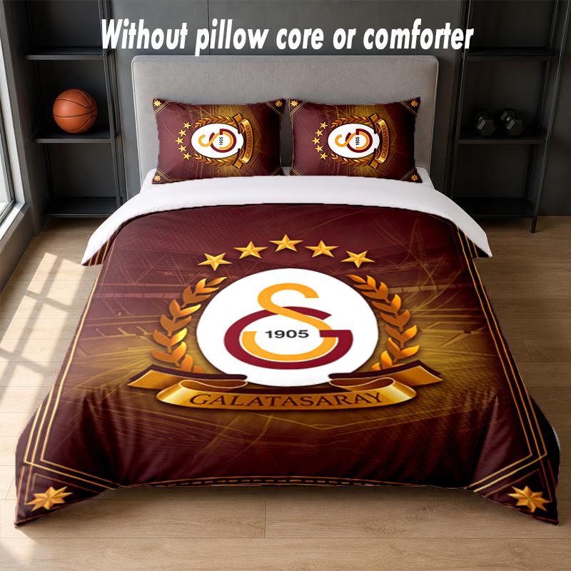 Set Biancheria da Letto Design Galatasaray FC 1 Copripiumino + 2 Federe Morbido Traspirante Biancheria da Letto per la Casa