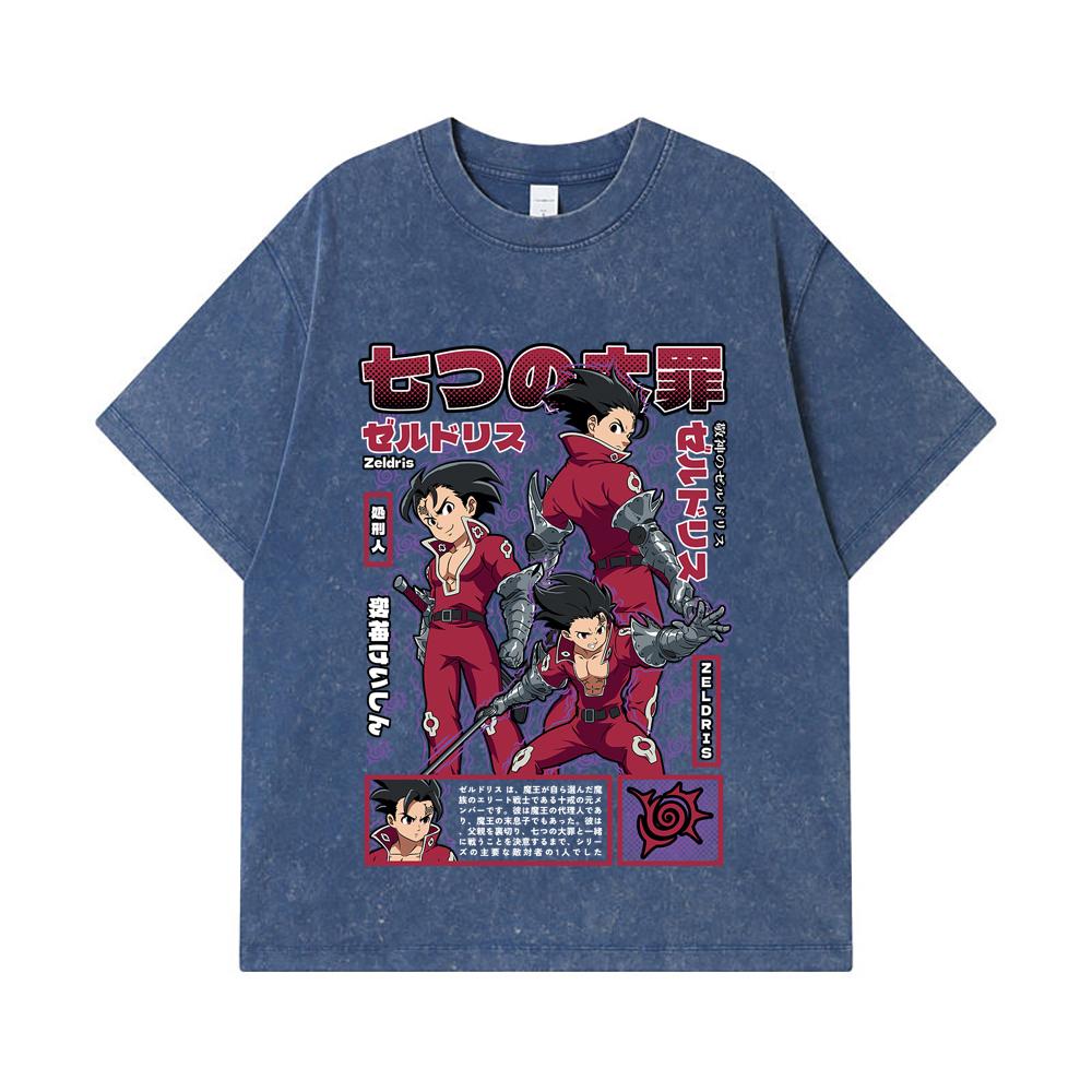 275 GSM Washed T-shirts 100% Cotton Seven Deadly Sins V10 Zeldris Print Unisex Heavy Cotton T Shirt