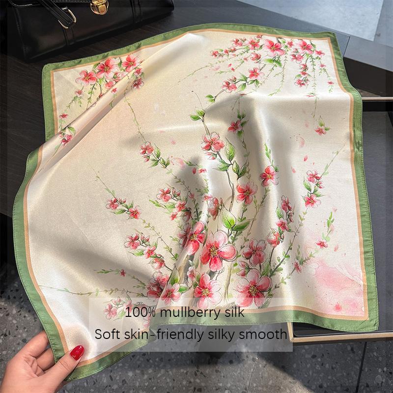 100% Silk Scarf Bandana Women Square Scarves Wrap Kerchief Mulberry Silk Spring Fashion Luxury High Quality Headband Hijab Shawl