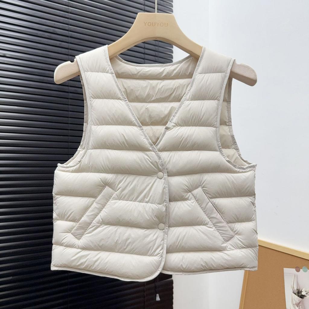 White duck down ribs light down jacket vest liner women's winter new V-neck inner thermal vest