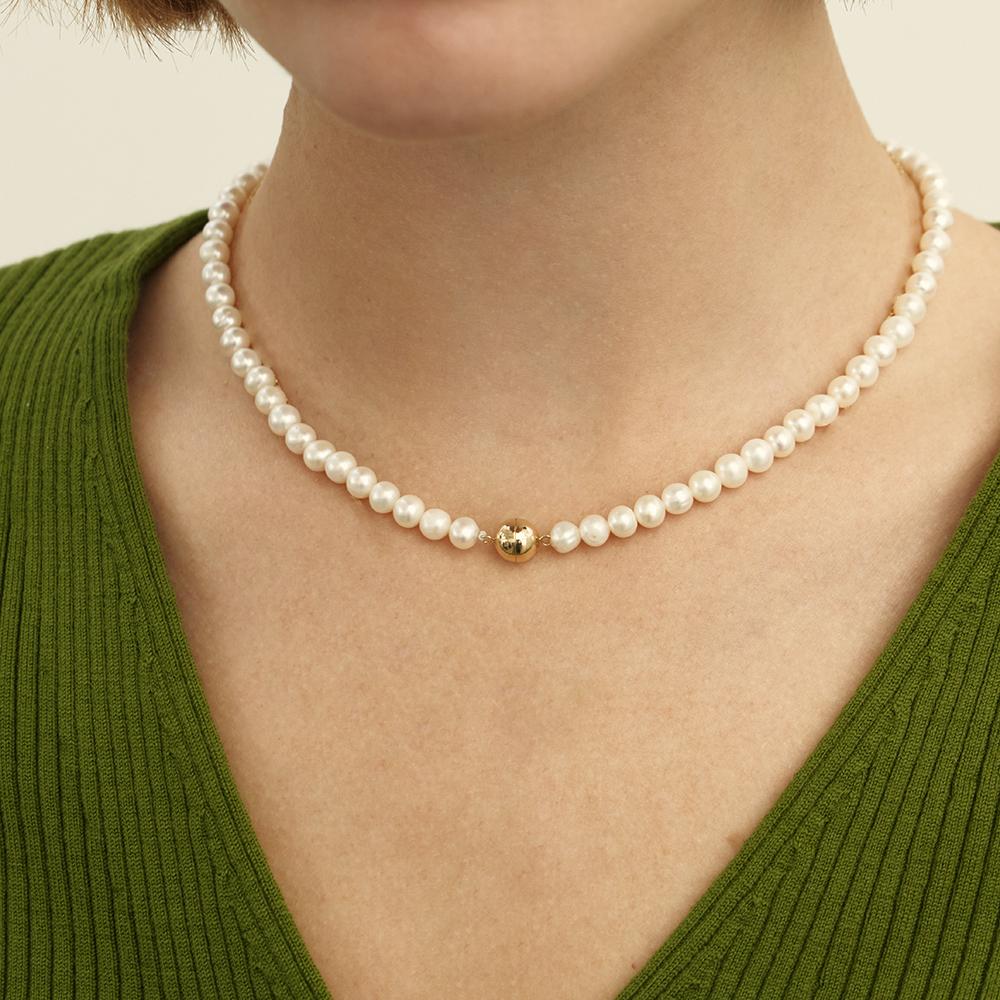 Lunne 14K Magnetic Full Moon Freshwater Pearl Necklace (14K Gold) #Lcn05