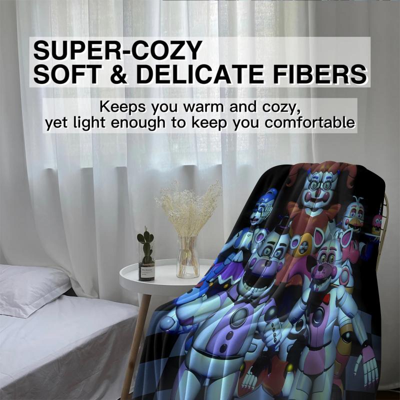 Dark Style Five Nights At Freddy' Flannel Blanket Soft Warm Fleece Throw for Sofa Bed Couch Cover Nap Camping FNAF Fans Gift
