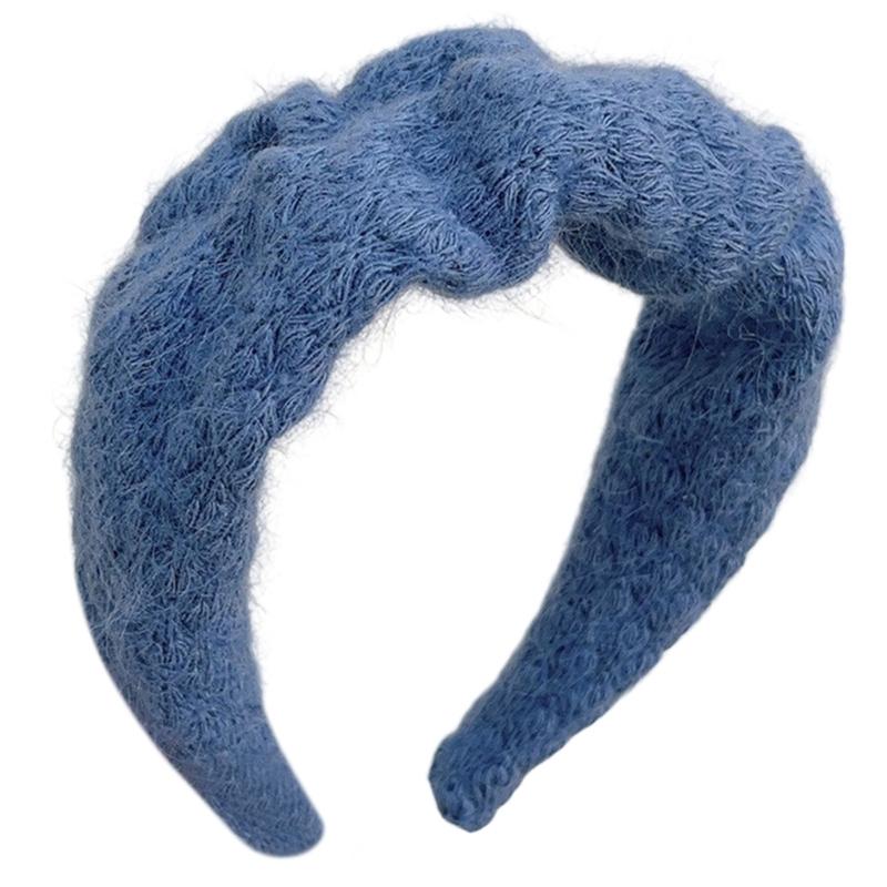 Strukturierte Kunststoff Kopfbedeckung Acryl Gestrickter Haarreif Merkmal Breite Kante Für Herbst Winter Mode Haarstyling