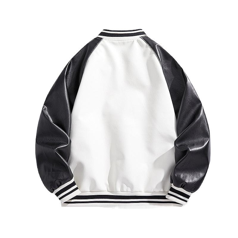 Autumn New Embroidered Leather Jacket Fashion Trend Versatile Baseball Jacket Motorcycle Suit Student Jacket Men