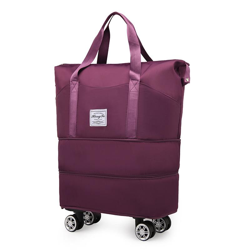 Travel Luggage Bag with Pulley Expandable Travel Bag Fashion Wet and Dry Separation Large Capacity Portable Fitness Bag